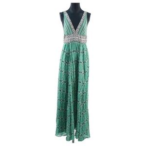 BCBG Max‎ Azria 100% Silk Green Maxi Dress Size 2
